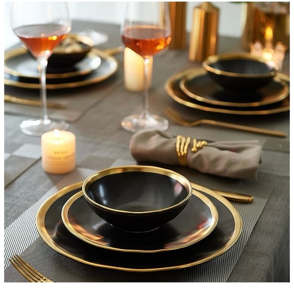 Pokini Kitchen Pokini Matte Black Plates And Bowls Sets 2 Piece